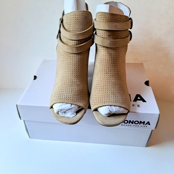 Sonoma Peep Toe Chunky Heel Sandals Booties | Sz 8 | NIB - Picture 2 of 11